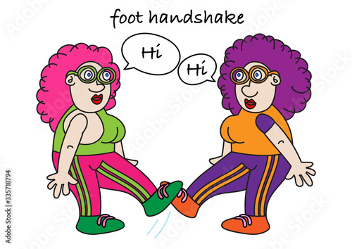funny coronavirus foot handshake alternative