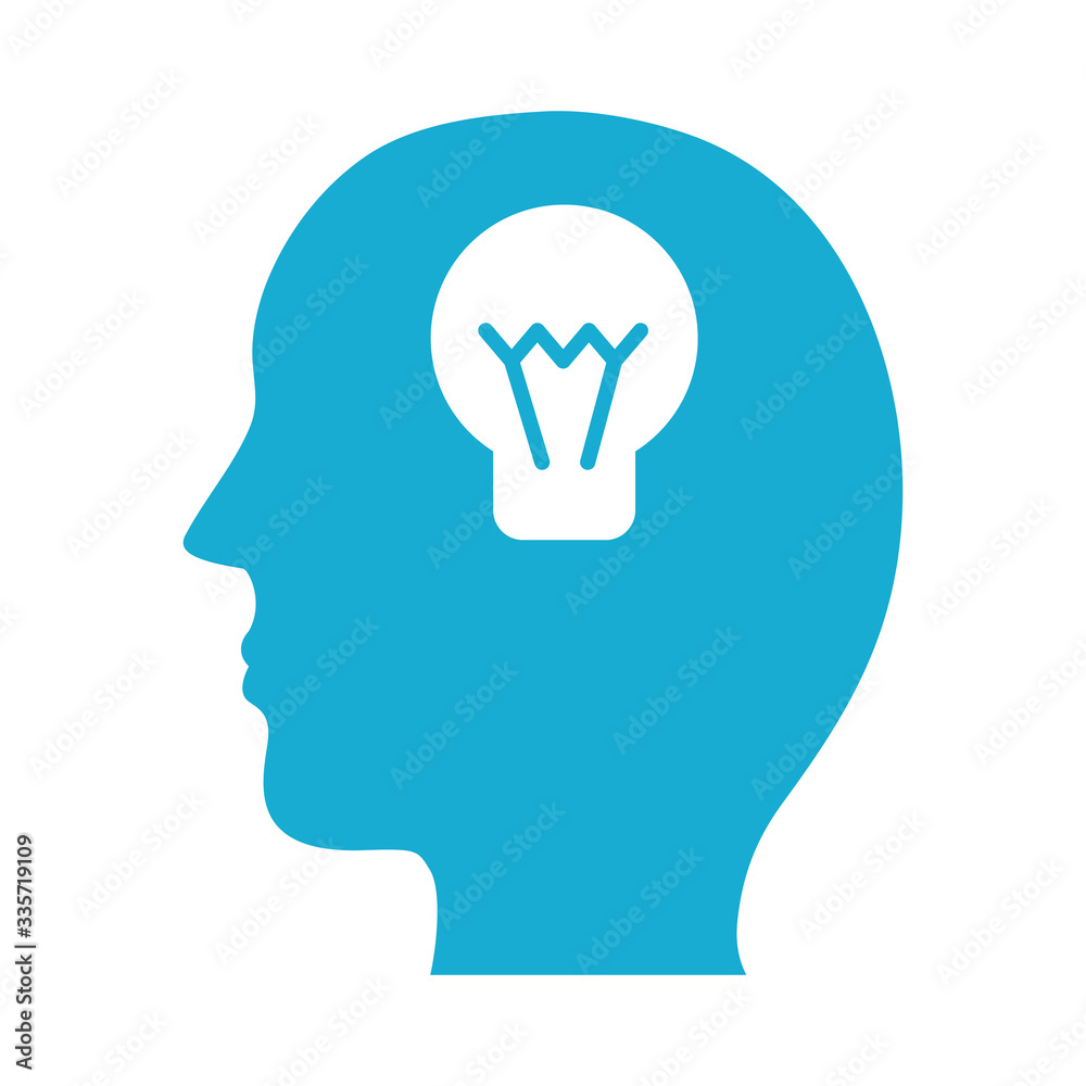 profile with bulb mental health silhouette style icon profile with bulb mental health silhouette style icon