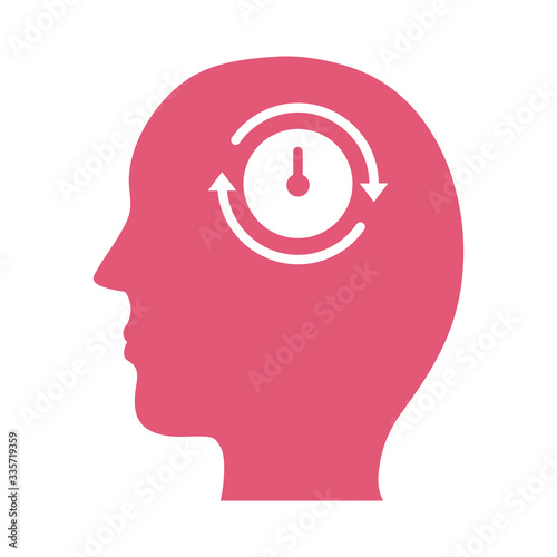 profile with time clock mental health silhouette style icon
