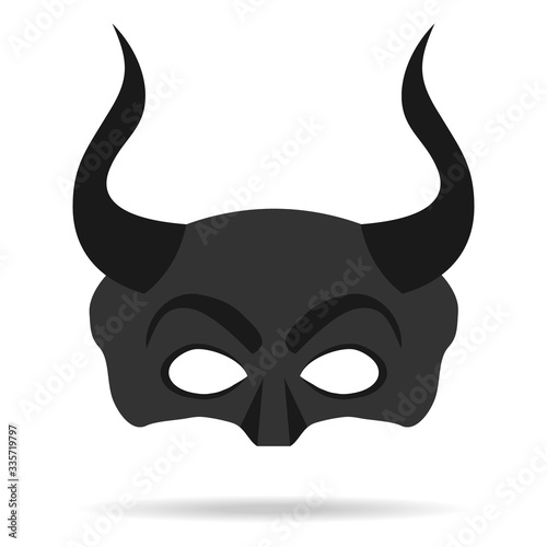 Devil mask, icon black devil mask isolated on white background. Theatrical mask. Vector illustration.