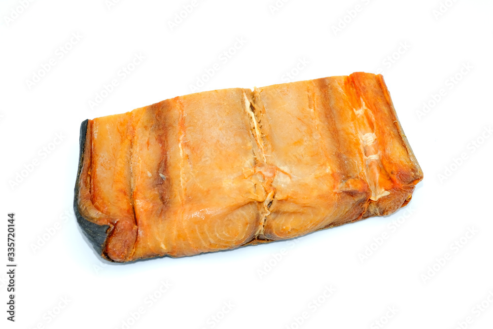 Pieces of dried salted fish on white background Pieces of dried salted fish on white background