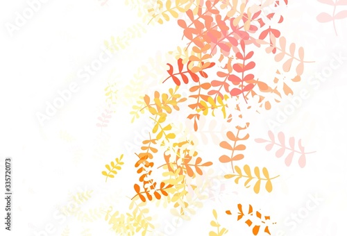 Light Red, Yellow vector elegant wallpaper with leaves.