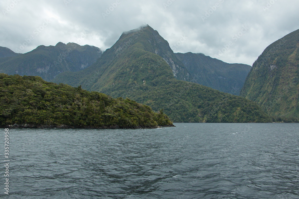 Fototapeta premium Landscape in Doubtful Sound in Fiordland National Park in Southland on South Island of New Zealand 