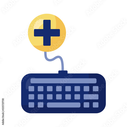 keyboard with medical symbol health online detaild style