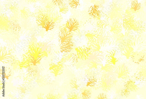 Light Red, Yellow vector elegant wallpaper with leaves.