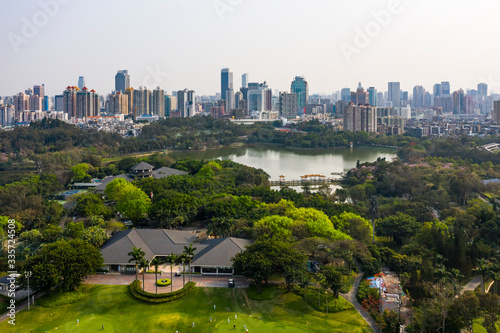 Luhu Park and Guangzhou city skyline, Guangzhou, China photo