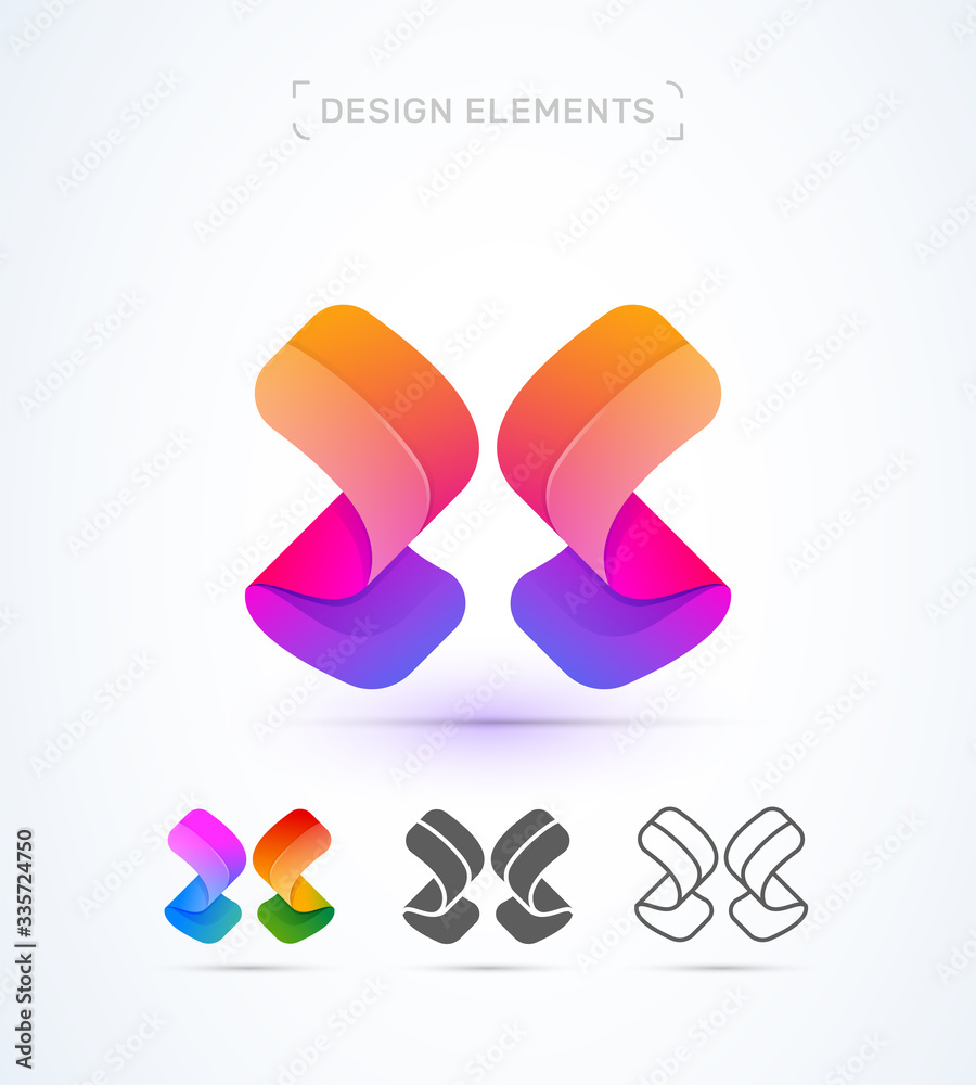 Letter X multicolored logo design illustration. App icon Letter X multicolored logo design illustration. App icon