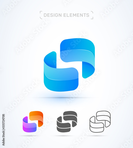 Vector abstract synergy illustration template. Logo or app icon. Letter O
