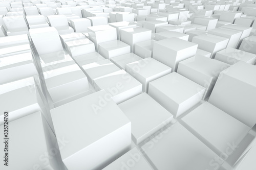 Abstract white background made of cubes  modern graphic design. 3D render  3D illustration. copy space.