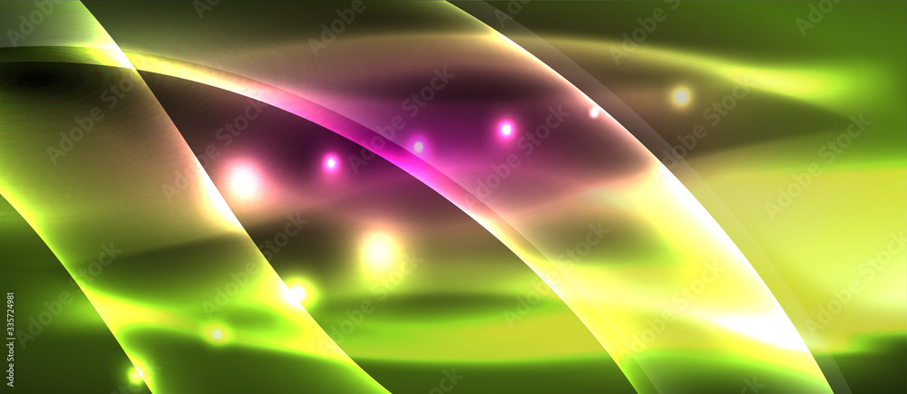 Abstract background. Shiny design neon waves with light effects, techno trendy design. Vector Illustration For Wallpaper, Banner, Background, Card, Book Illustration, landing page Abstract background. Shiny design neon waves with light effects, techno trendy design. Vector Illustration For Wallpaper, Banner, Background, Card, Book Illustration, landing page