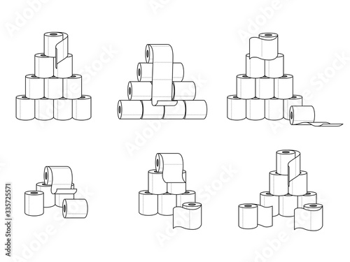 Collection of different groups of toilet paper rolls. Vector illustration