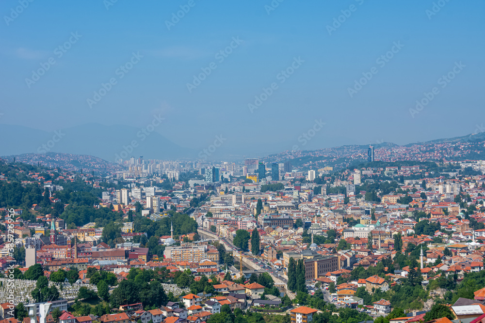 Arial view to the city of Sarajevo capital of Bosnia and Herzegovina
