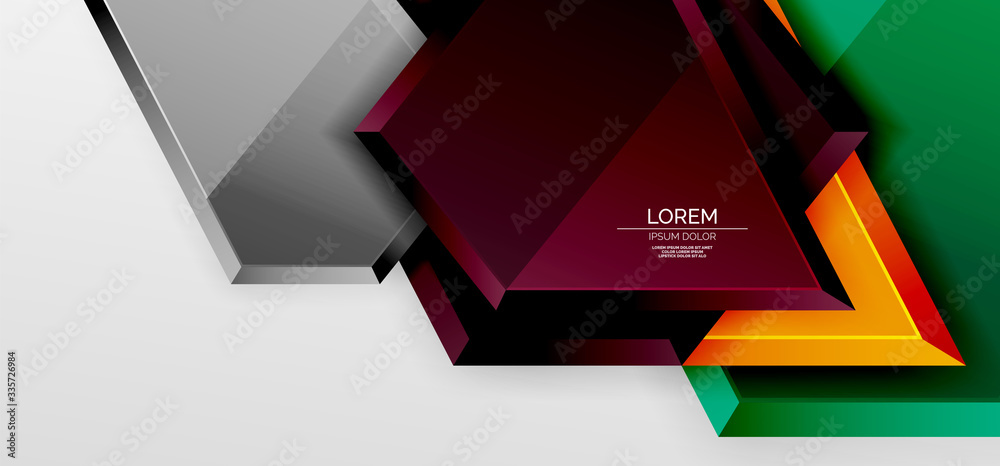 Metal glossy shiny geometric shapes with 3d effect composition. Techno futuristic vector abstract background For Wallpaper, Banner, Background, Card, Book Illustration, landing page