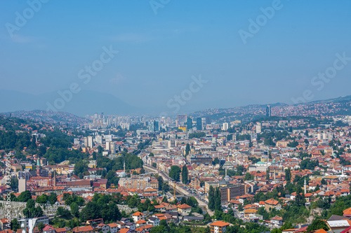 Arial view to the city of Sarajevo capital of Bosnia and Herzegovina