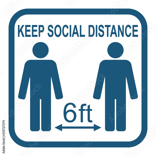 Social distancing, infographic elements. Keep distance 6 ft. Vector illustration.