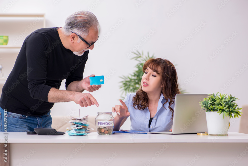 Financial advisor giving retirement advice to old man Financial advisor giving retirement advice to old man