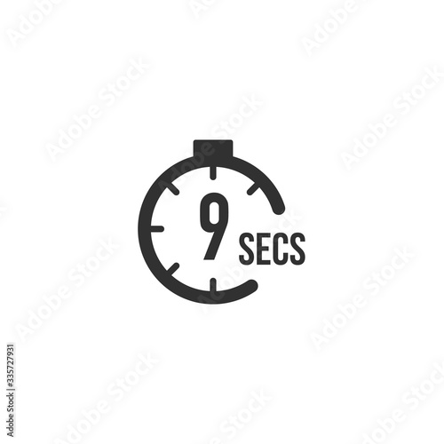 9 seconds Countdown Timer icon set. time interval icons. Stopwatch and time measurement. Stock Vector illustration isolated on white background.