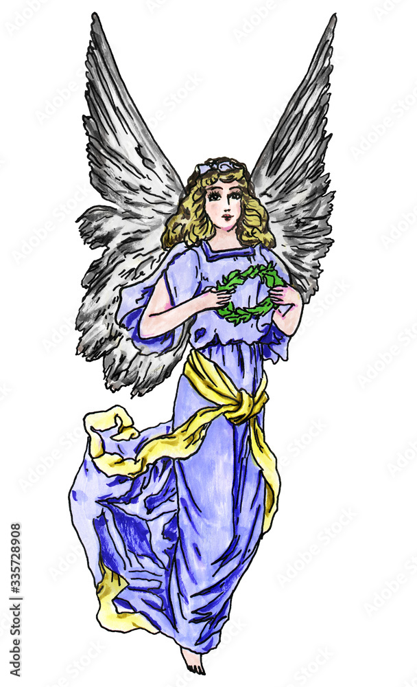 Guardian Angel With Large Wings Watercolor Illustration Guardian Angel With Large Wings Watercolor Illustration