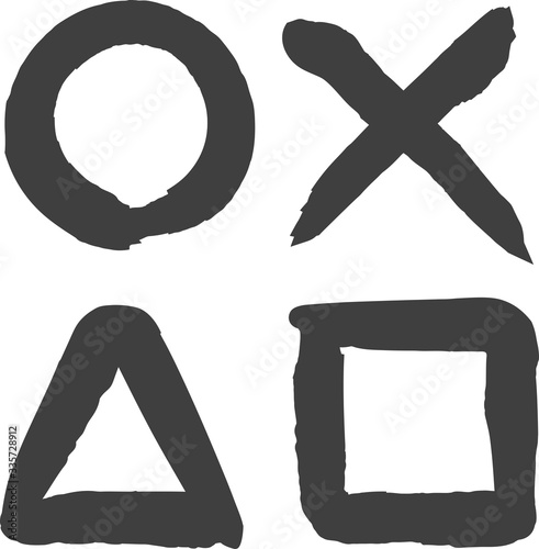 	毛筆　〇×△□