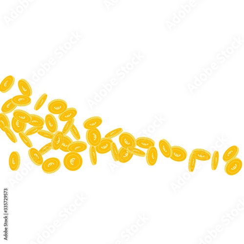 European Union Euro coins falling. Scattered small