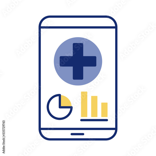 smartphone with medical cross health online line style