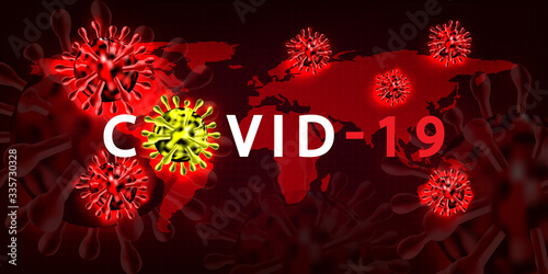 Coronavirus disease COVID-19 infection medical . world pathogen respiratory influenza covid virus cells. New official name for Coronavirus disease named COVID-19 using as background and wallpaper.