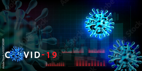 Coronavirus disease COVID-19 infection medical . world pathogen respiratory influenza covid virus cells. New official name for Coronavirus disease named COVID-19 using as background and wallpaper.