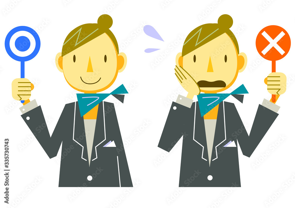 female receptionist icon series, right and wrong female receptionist icon series, right and wrong