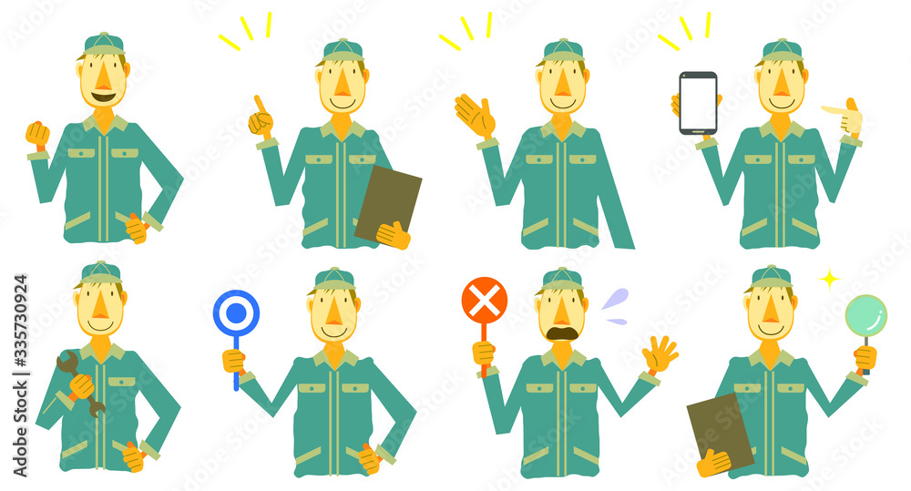 Fototapeta premium male mechanic face expression icon