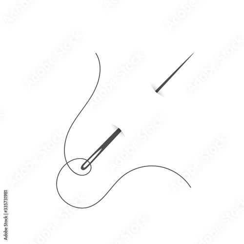 Obraz na plátne Needle and thread silhouette icon vector illustration