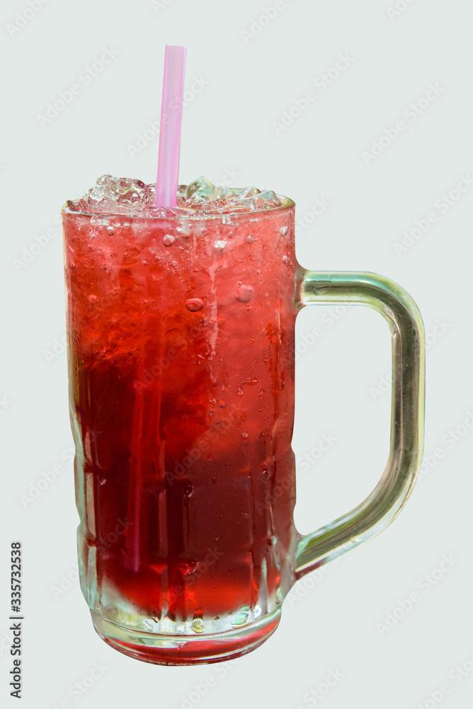 red soda, strawberry soda isolated on white background red soda, strawberry soda isolated on white background
