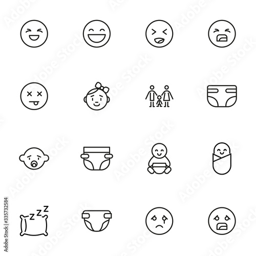 Icon set of baby.