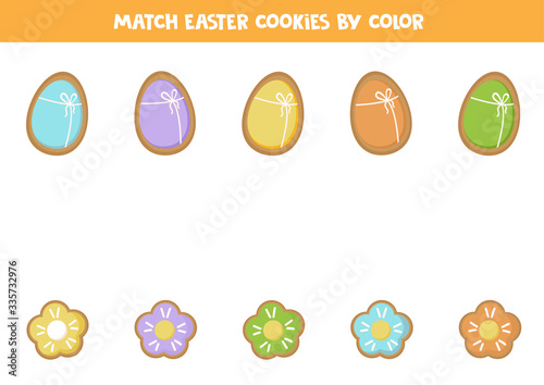 Match cute gingerbread cookies by color. Logical game.
