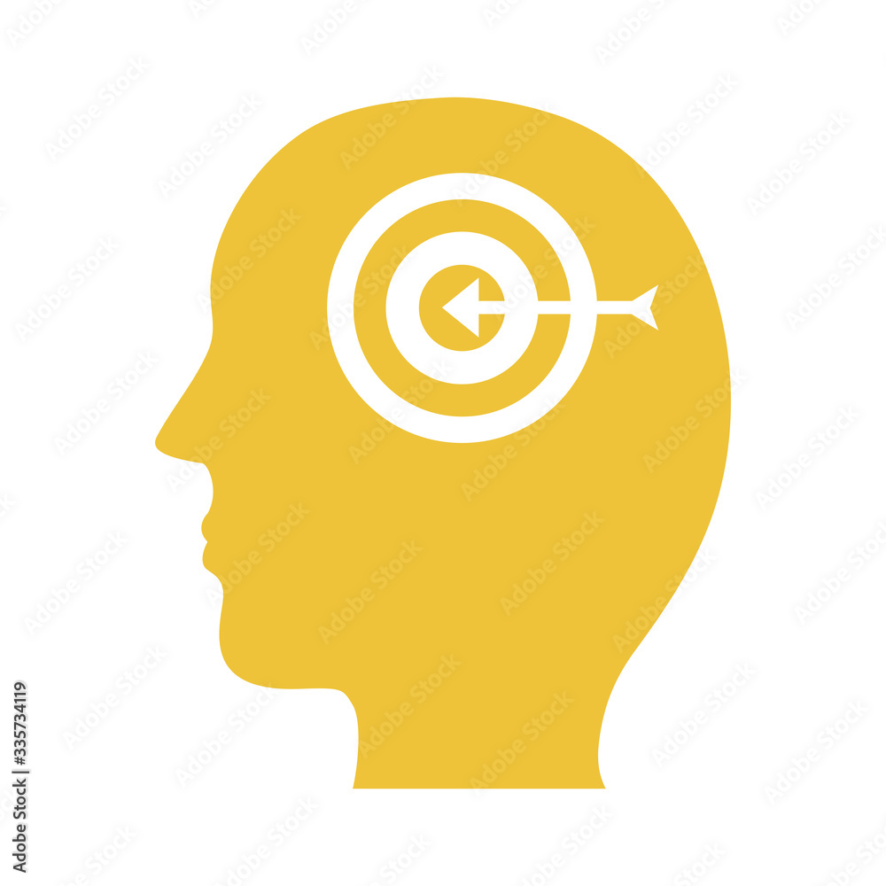 profile with target arrow mental health silhouette style icon profile with target arrow mental health silhouette style icon