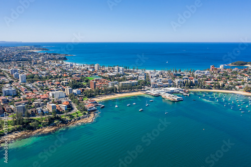 Aerial view on famous Manly Wharf and Manly, Sydney, Australia. © PicMedia