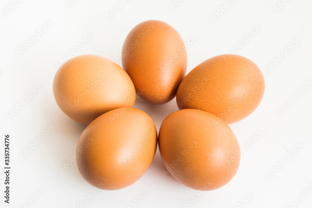 The five eggs on the isolated background The five eggs on the isolated background