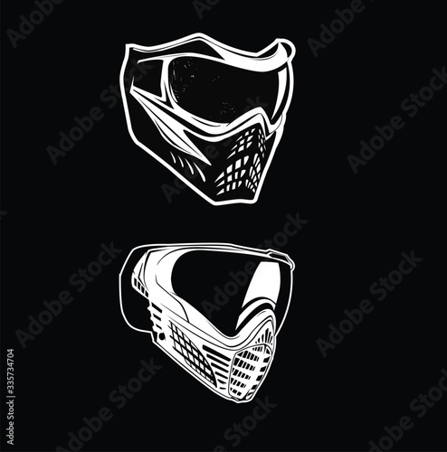 Two respirator illustrations on the black background