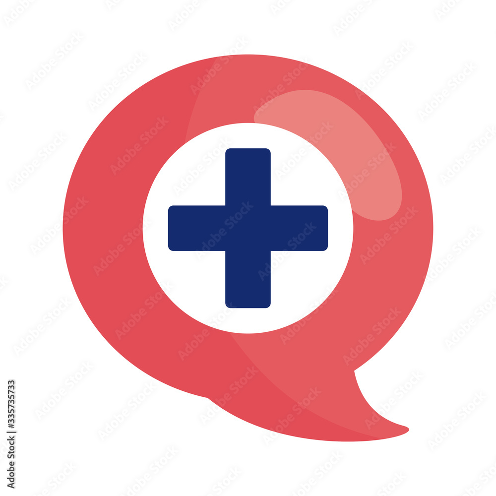 Obraz premium medical cross symbol in speech bubble detaild style