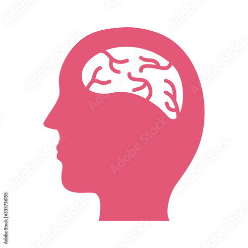profile with brain mental health silhouette style icon
