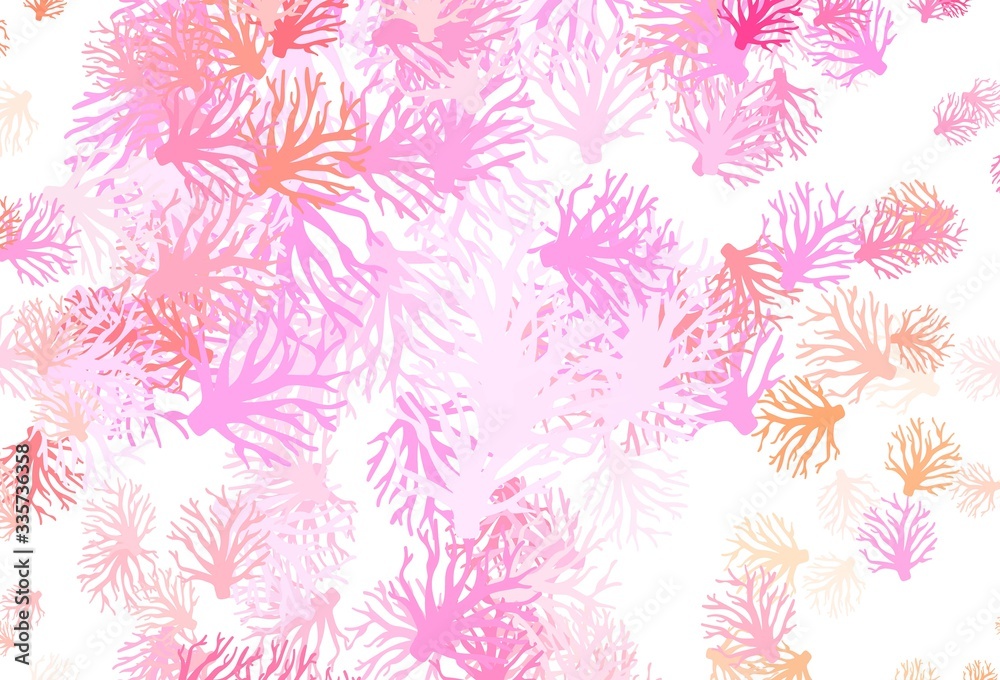 Light Pink, Yellow vector abstract design with leaves.