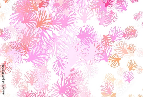 Light Pink  Yellow vector abstract design with leaves.