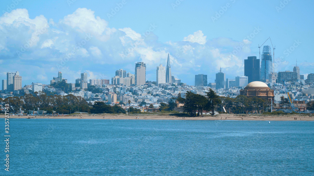 The city skyline of San Francisco on a sunny day