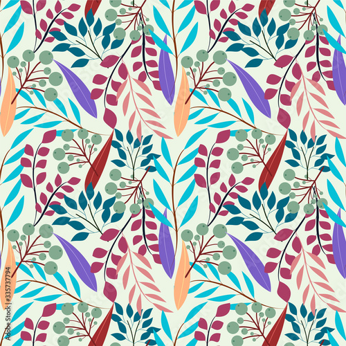 Seamless Pattern Colorful ditsy floral print background premium Vector