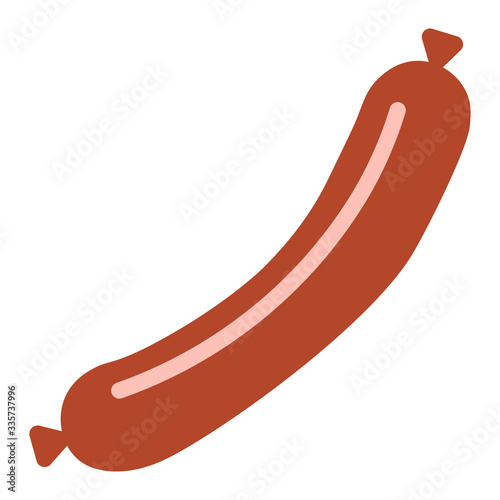 Cooked sausage meat link or wiener dog flat vector icon for food apps and websites