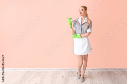 Beautiful young chambermaid...