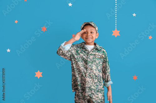 Little saluting African-Ame...
