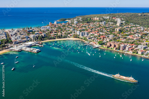 Aerial view on famous Manly Wharf and Manly, Sydney, Australia. photo