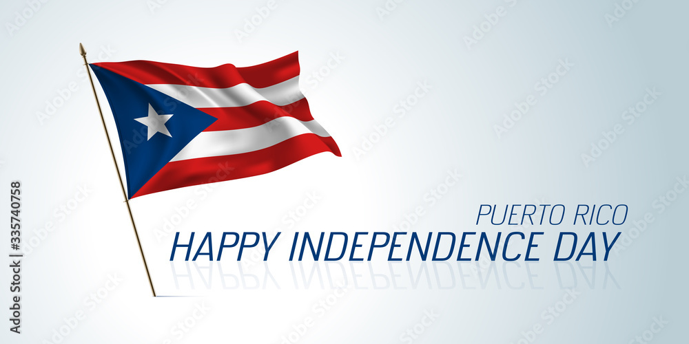 Puerto Rico independence day greeting card, banner, horizontal vector illustration