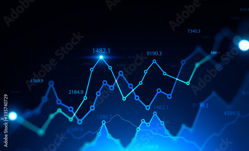 Glowing digital financial graph background