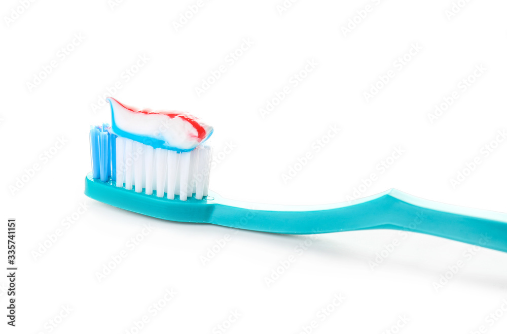 Tooth brush with paste on white background Tooth brush with paste on white background
